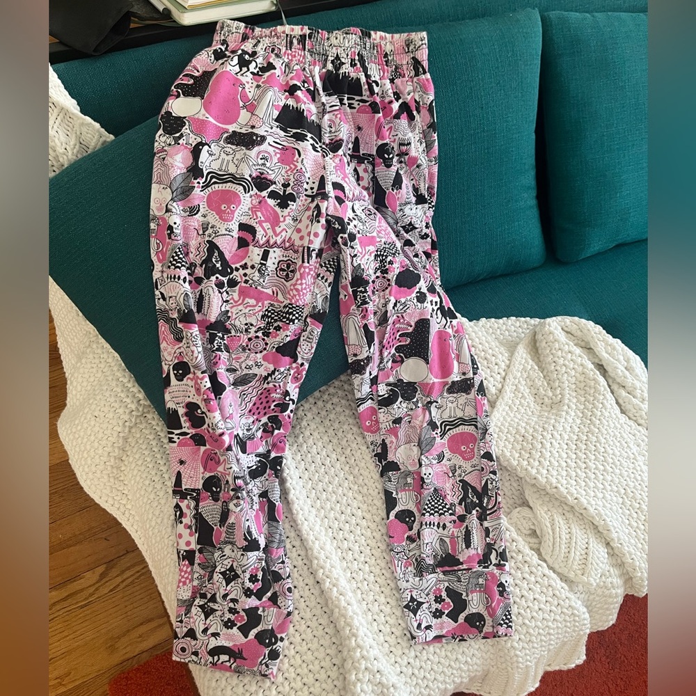 Nooworks Pink & Black Patterned Track Joggers